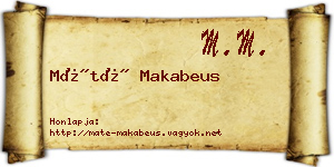 Máté Makabeus névjegykártya